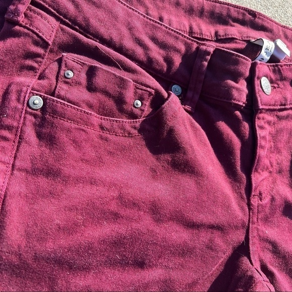 MANGO Jeans Women's Size 6 Wine Burgundy Skinny Slacks Pants Purple Slim Stretch - Picture 2 of 11